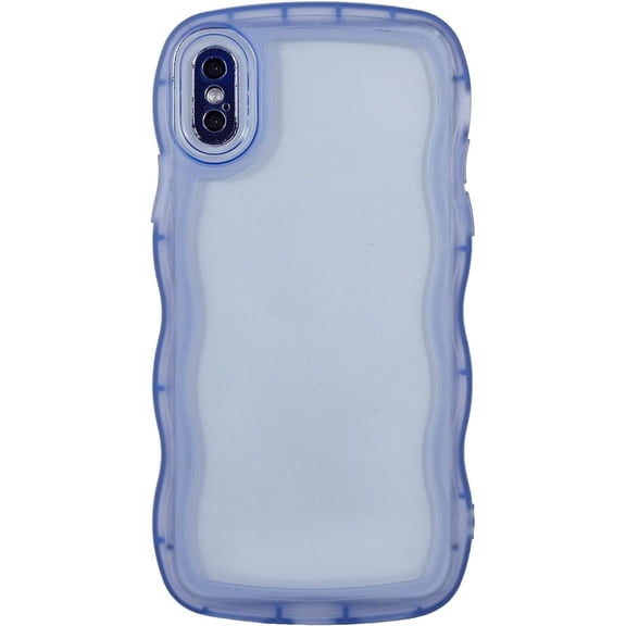 MYKOMI Compatible with iPhone Xs Max Clear Case,Cute Solid Color Curly Wave Frame Transparent Soft Silicone Anti-Scratch Shockproof Protective Slim Case for Women Girls