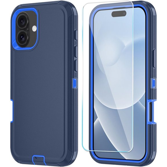 MYKOMI Compatible with iPhone 17 Case with HD Screen Protector, Heavy Duty Shockproof & DustProof & Dropproof 3-Layer Cover for iPhone 17 Case