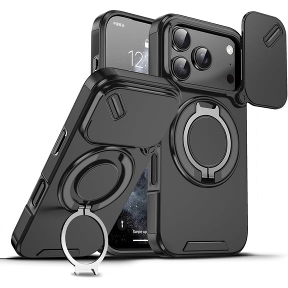 MYKOMI Compatible with iPhone 17 Pro Case with Stand, Heavy Duty Shockproof Phone Case for iPhone 17 Pro with Camera Cover