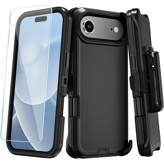 MYKOMI Compatible with iPhone Air Case with HD Screen Protector, Heavy Duty Shockproof & DustProof & Dropproof 3-Layer Cover for iPhone 17 Air Case