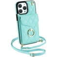 thumbnail image 1 of MYKOMI Crossbody Wrist Strap Leather Phone Case for iPhone 13 12 Mini 15 14 11 Pro XS Max XR X 7 8 Plus Wallet with Card Holder Cover,White,for iPhone 12 Mini, 1 of 7