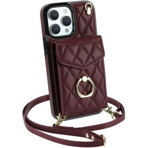 MYKOMI Crossbody Wrist Strap Leather Phone Case for iPhone 13 12 Mini 15 14 11 Pro XS Max XR X 7 8 Plus Wallet with Card Holder Cover,White,for iPhone 12 Mini