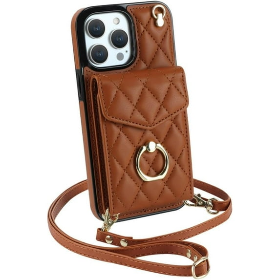 MYKOMI Crossbody Wrist Strap Leather Phone Case for iPhone 13 12 Mini 15 14 11 Pro XS Max XR X 7 8 Plus Wallet with Card Holder Cover,White,for iPhone 12 Mini