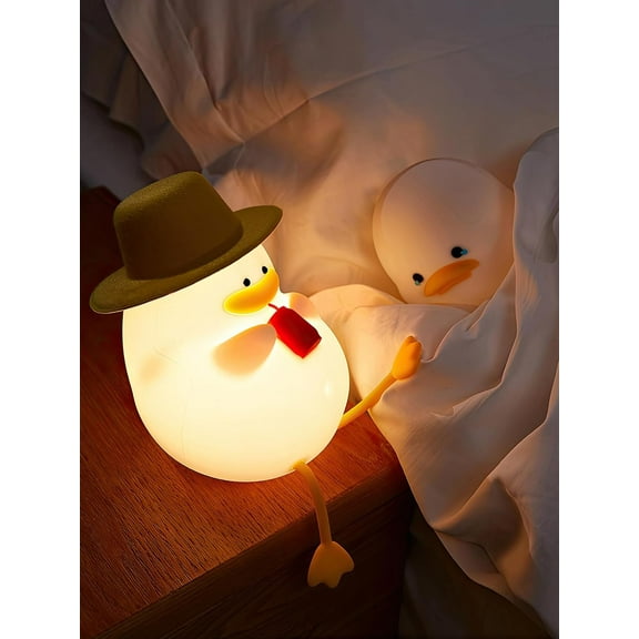 MYKOMI Cute Duck Night Light, Squishy Fun Duck Lamp, Dimmable Touch Contral Rechargeable Silicone Nursery Lamp with 30 Min Timer, NightLights for Toddler You Room Decor Lamps Lighting Gifts