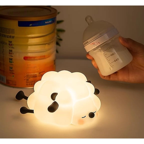 MYKOMI Cute Kids Night Ligh Sheep Shape Tapping Induction, Time Off Light, Phone Stand, Soft Silicone Night Light for Baby Nursery