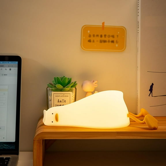 MYKOMI Cute Night Light Bedroom Kids Room Accessories Decor, Food Grade Silicone and Rechargeable, Adjustable Brightness, Kawaii Cute Lamp & Night Lights, Cute Duck