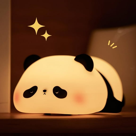 MYKOMI Cute Panda Night Light, LED Squishy Silicone Animal Lamp,3 Level Dimmable Timer Nightlight for Bedroom Nursery,Rechargeable Bedside Touch Lamp for Room Decor