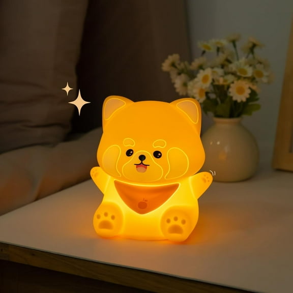 MYKOMI Cute Red Panda Night Light, Rechargeable Nightlight for Kids Room with Timer, Dimmable Touch Soft Silicone Animal Night Light for Kids, Squishy Lamp for Baby Nursery Boys Girls Bedroom