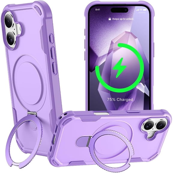 MYKOMI Designed for iPhone 17 Case with Magnetic Stand [Military Drop Protection][Compatible with Magnet] Shockproof 17 Phone Case with Ring Holder