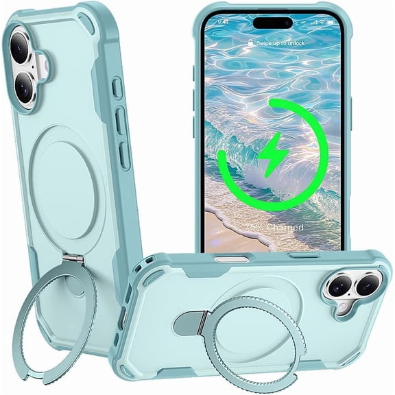 MYKOMI Designed for iPhone 17 Case with Magnetic Stand [Military Drop Protection][Compatible with Magnet] Shockproof 17 Phone Case with Ring Holder