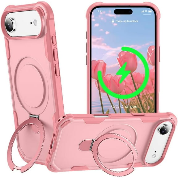 MYKOMI Designed for iPhone 17 Air Case with Magnetic Stand [Military Drop Protection][Compatible with Magnet] Shockproof 17 Air Phone Case with Ring Holder