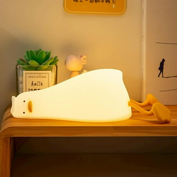 MYKOMI Duck Lamp, Lazy Duck Night Light for Kids, Lying Flat Duck Nightlights, DoDo Duck Rechargeable 3 Level Dimmable Touch Lamps for Bedside,Silicone Squishy Touch Lamp, Baby, Room Decor, Nursery