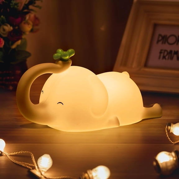 MYKOMI Elephant Leg Lamp, Baby Room Night Light, Cute Silicone LED Nightlight for Kids, Rechargeable Lamp with 3-Level Brightness, Funny Night Lamp for Baby Nursery, Bedroom and Study Desk