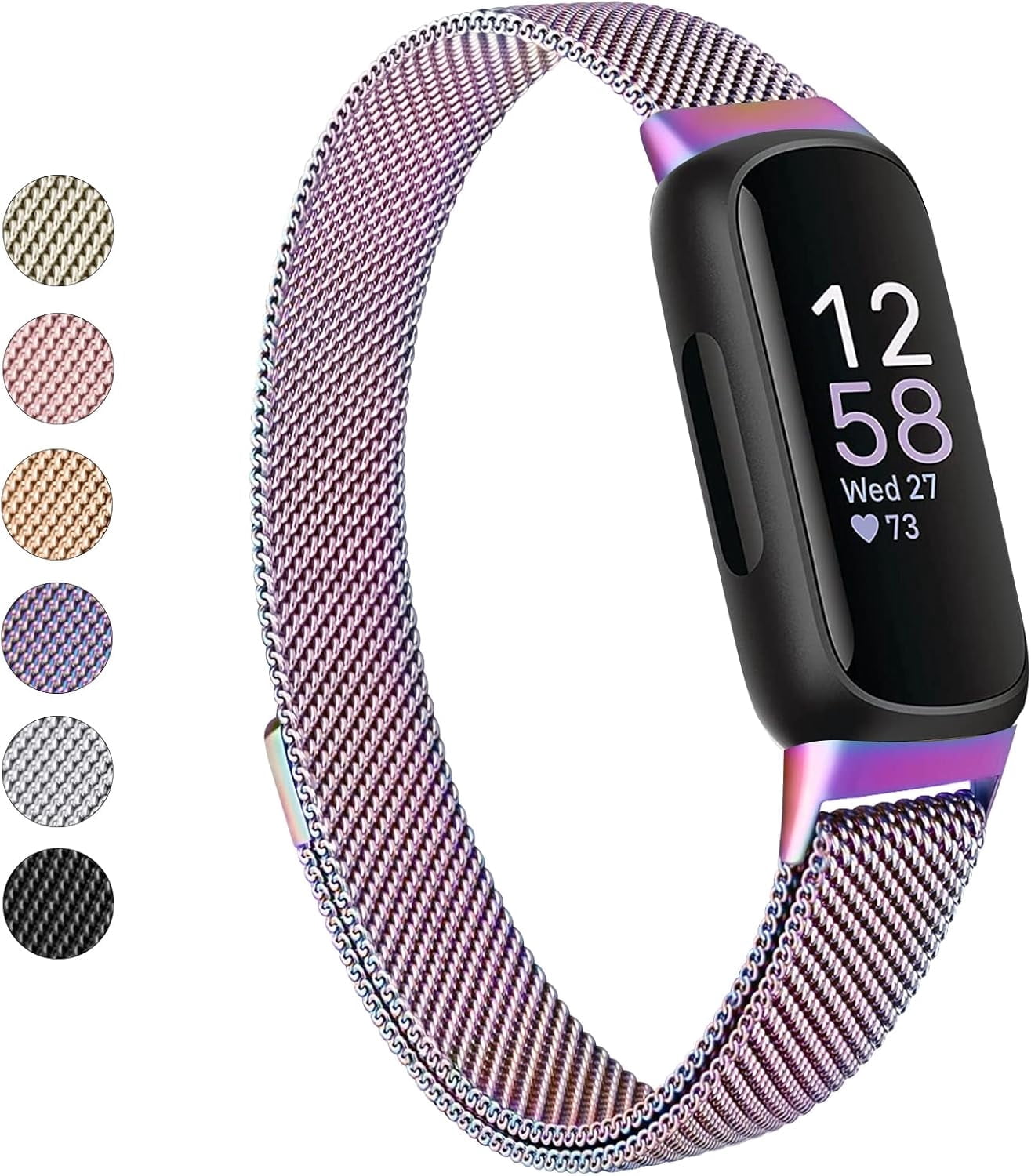 MYKOMI, Fitbit Inspire 3 Bands, Stainless Steel Mesh, Magnetic