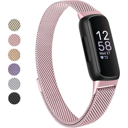 MYKOMI for Fitbit Inspire 3 Bands Women Men, Stainless Steel Metal Mesh Loop Adjustable Magnetic Wristband Replacement Straps Compatible with Fitbit Inspire 3 Fitness Tracker