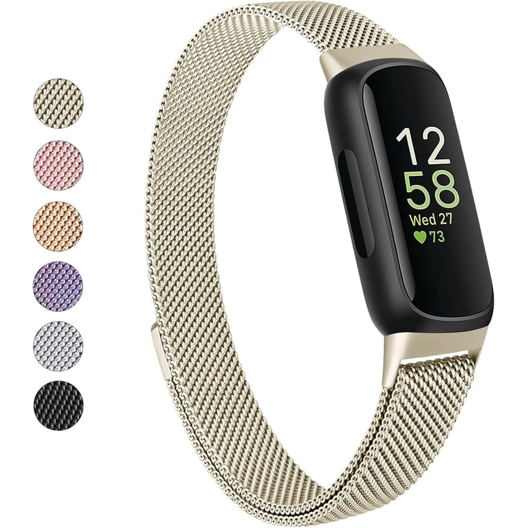 Bracelet Métal Strass Pour Fitbit Inspire 3 – Acier Inoxydable, Taille Réglable S/L (14-20.6cm)