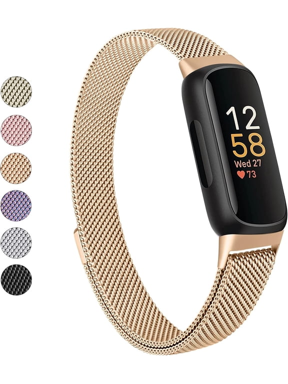 for Fitbit Inspire 3 Bands Women Men, Stainless Steel Metal Mesh Loop Adjustable Magnetic Wristband Replacement Straps Compatible with Fitbit Inspire 3 Fitness Tracker