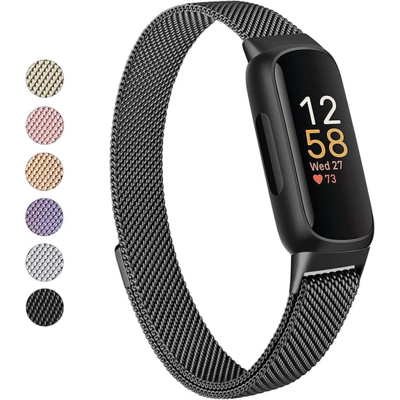 MYKOMI for Fitbit Inspire 3 Bands Women Men, Stainless Steel Metal Mesh Loop Adjustable Magnetic Wristband Replacement Straps Compatible with Fitbit Inspire 3 Fitness Tracker
