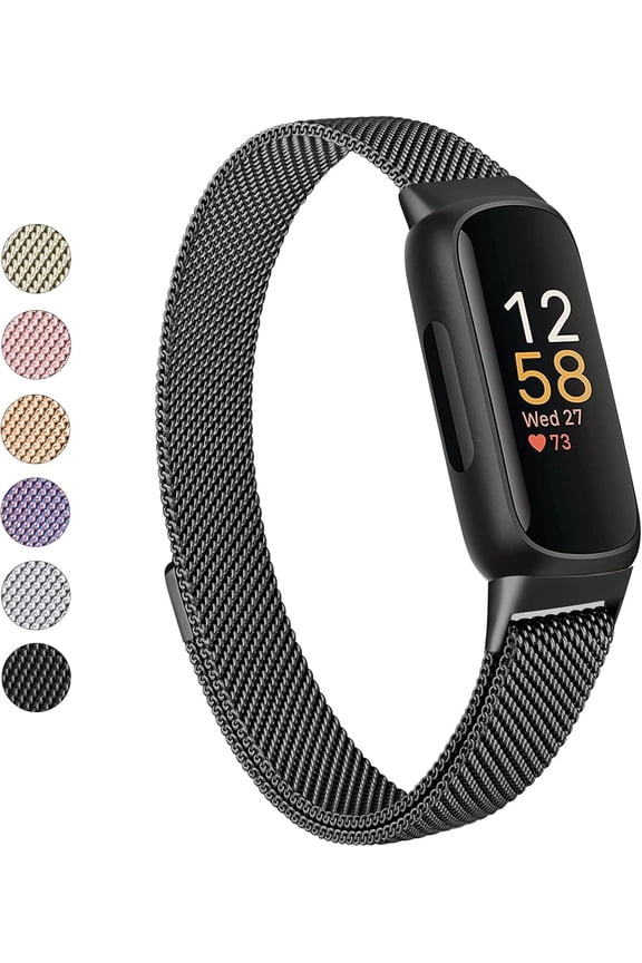 for Fitbit Inspire 3 Bands Women Men, Stainless Steel Metal Mesh Loop Adjustable Magnetic Wristband Replacement Straps Compatible with Fitbit Inspire 3 Fitness Tracker