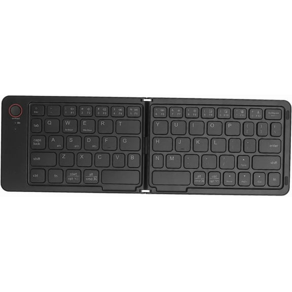MYKOMI Foldable Bluetooth Keyboard, 67 Keys Folding Cordless Portable Keyboard with Stand, Support 3 Devices, 2 Fold Ultra Slim Pocket Travel Keyboard for Android for Win for iOS