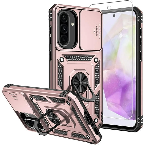 MYKOMI for Galaxy A36 5G Phone Case,Galaxy A36 5G Case,with Screen Protectors and Camera Cover,[Military Grade] 16ft.Drop Tested Cover with Magnetic Kickstand Protective Case for Samsung A36 5G