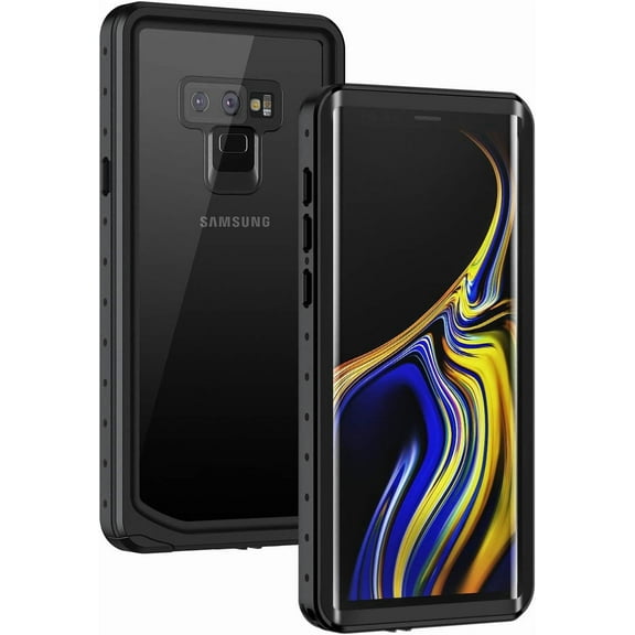 MYKOMI for Galaxy Note 9 Waterproof Phone Case, IP68 Dustproof Shockproof Case with Built-in Screen Protector, Full Body Underwater Protective Clear Cover for Samsung Galaxy Note 9, Black