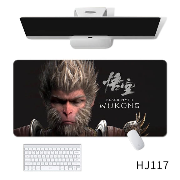 MYKOMI Game Black Myth: Wukong Mouse Pad Rubber Mouse Mat Anti-Slip Cool Monkey Desktop Decoration Large and Small (900x400mm)
