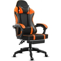 MYKOMI Gaming Chair, Computer Chair with Footrest and Lumbar Support, Ergonomic Video Game Chair Height Adjustable with Swivel Seat and Headrest, Orange