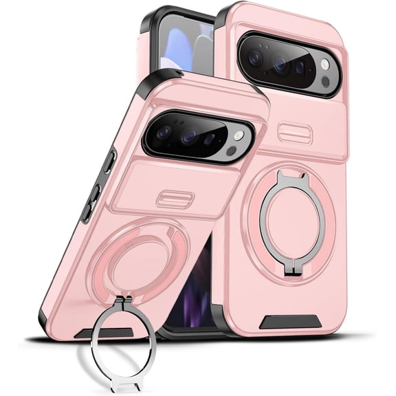 MYKOMI for Google Pixel 10/10 Pro Case with Slide Camera Cover, Military Grade Drop Protection Heavy Duty Shockproof with 360° Rotate Kickstand Case for Google Pixel 10