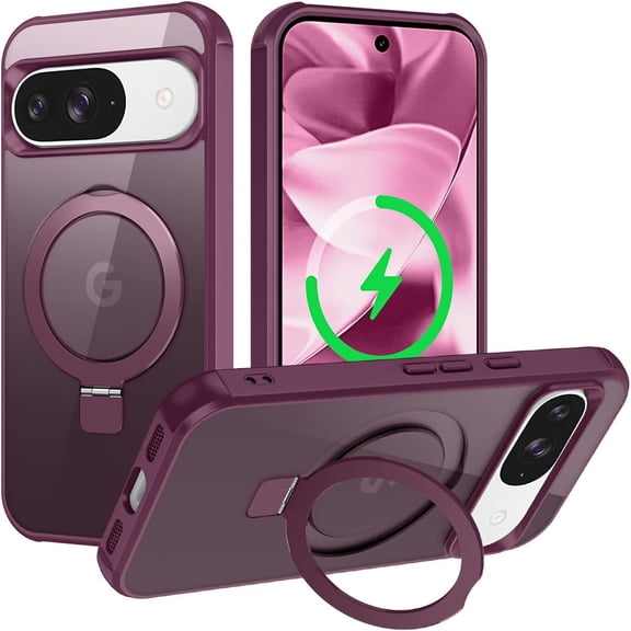 MYKOMI for Google Pixel 10/Pixel 10 Pro Case, [Magnetic Invisible Stand] [Compatible with MagSafe] [Military Grade Drop Protection] Slim Frosted Translucent Back Shockproof Protective Cover