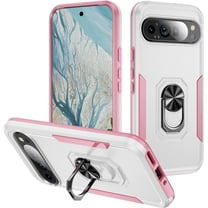 MYKOMI for Google Pixel 9 & 9 Pro Case with Stand Ring Holder Magnetic Rugged Cover Pixel 9 Pro Phone Case Heavy Duty Military Grade Shockproof Silicone & PC Double Layer Protection