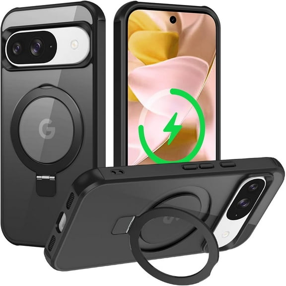 MYKOMI for Google Pixel 9/Pixel 9 Pro Case, [Magnetic Invisible Stand] [Compatible with MagSafe] [Military Grade Drop Protection] Slim Frosted Translucent Back Shockproof Protective Cover