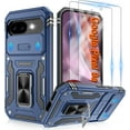 thumbnail image 1 of MYKOMI for Google Pixel 9A Case with [2 Pack] HD Screen Protector + Slide Camera Cover, 360° Rotation Ring Kickstand [Military Grade] Shockproof Protective Phone Cover for Pixel 9A, 1 of 8