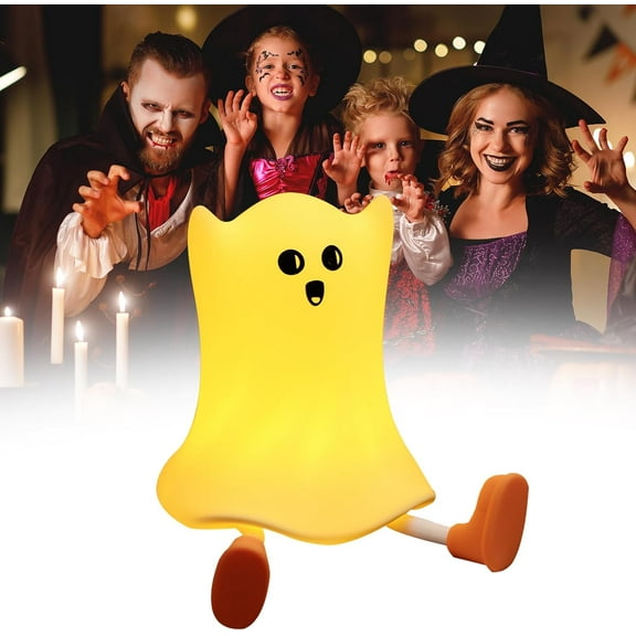 MYKOMI Halloween Ghost Silicone Night Light - Cute Halloween Nightlight - Colorful, Dimmable, Rechargeable, Bedside Touch Light, Fun Halloween Decorations for Women and Kids Room Decoration