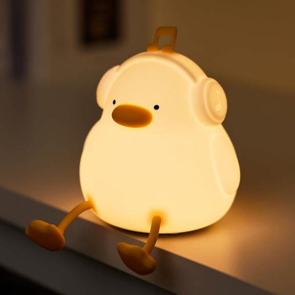 MYKOMI LED Duck Night Light for Kids, Cute Silicone Squishy Light Up Duck Nursery Lamp, 3-Level Dimmable Nightlight for Baby Children Bedroom Decor, Touch Bedside Lamp Creative Gifts for Boys Girls Wo