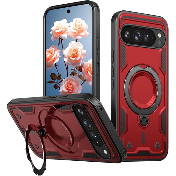 MYKOMI Magnetic Case for Google Pixel 10 Pro XL with Rotatable Ring Holder [Compatible with MagSafe] Military Shockproof Kickstand Protective Case for Google Pixel 10 Pro XL