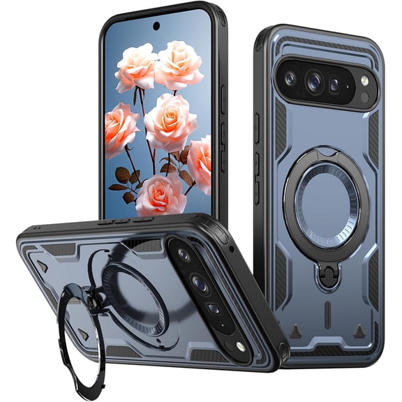 MYKOMI Magnetic Case for Google Pixel 10 Pro XL with Rotatable Ring Holder [Compatible with MagSafe] Military Shockproof Kickstand Protective Case for Google Pixel 10 Pro XL
