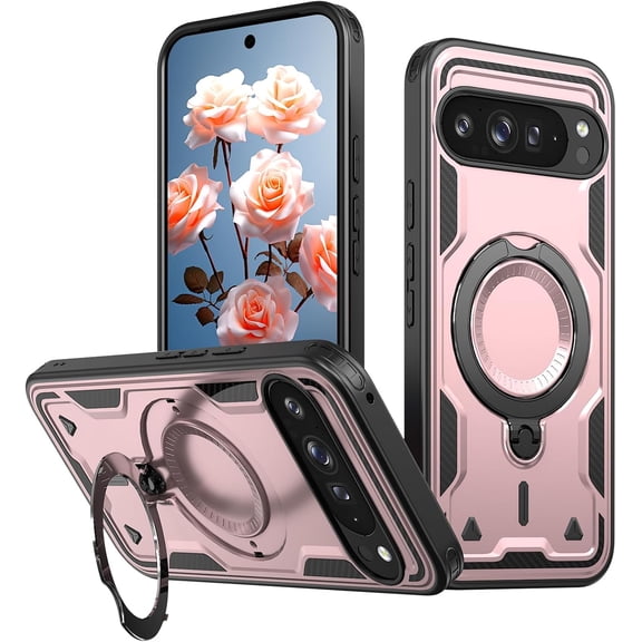 MYKOMI Magnetic Case for Google Pixel 10 Pro XL with Rotatable Ring Holder [Compatible with MagSafe] Military Shockproof Kickstand Protective Case for Google Pixel 10 Pro XL