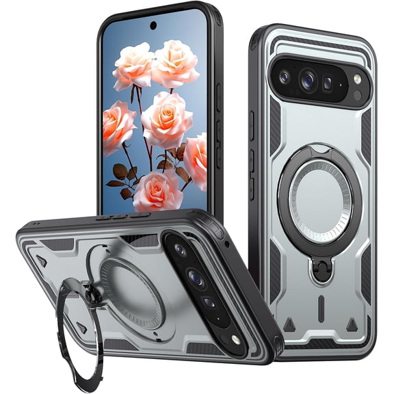 MYKOMI Magnetic Case for Google Pixel 9A with Rotatable Ring Holder [Compatible with MagSafe] Military Shockproof Kickstand Protective Case for Google Pixel 9A