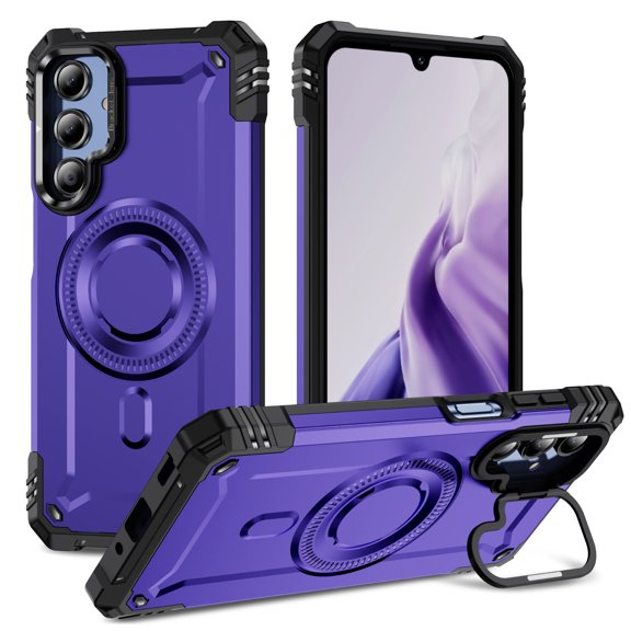 MYKOMI Magnetic Case for Samsung Galaxy A56 5G [Built-in Camera Ring Kickstand] [Screen Protector] [Military-Grade Protection] Heavy Duty Shockproof Protective Cover for Samsung A56 5G 6.7 inch