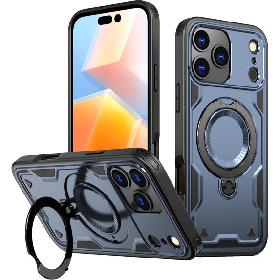 MYKOMI Magnetic Case for iPhone 17 Pro Max,Military Grade Protection Heavy Duty Shockproof with Rotating Ring Kickstand Case Cover for iPhone 17 Pro Max