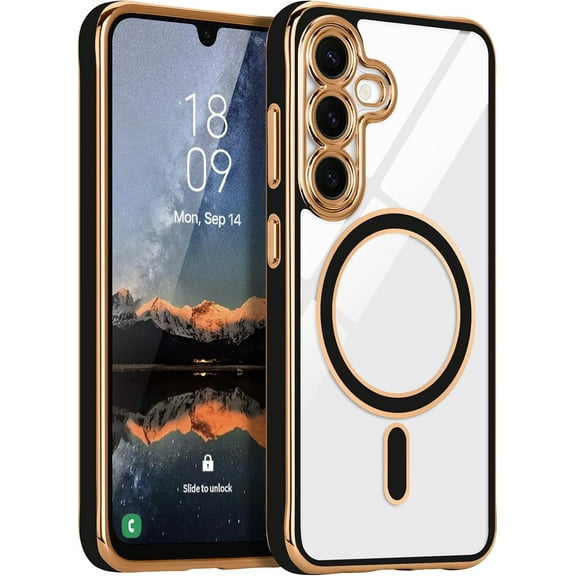 MYKOMI Magnetic Compatible with Samsung Galaxy A16 4G/5G Case [Compatible with MagSafe] Full Camera Lens Protector Luxury Plating Soft Clear Silicone Cover for Women Men Shockproof Phone Case