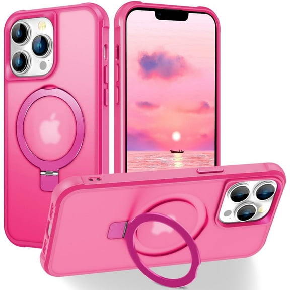 MYKOMI Magnetic Compatible with iPhone 13 Case with Stand [Military Grade Drop Tested][Compatible with Magnet] Ring Translucent Slim Hard Back Soft Edge