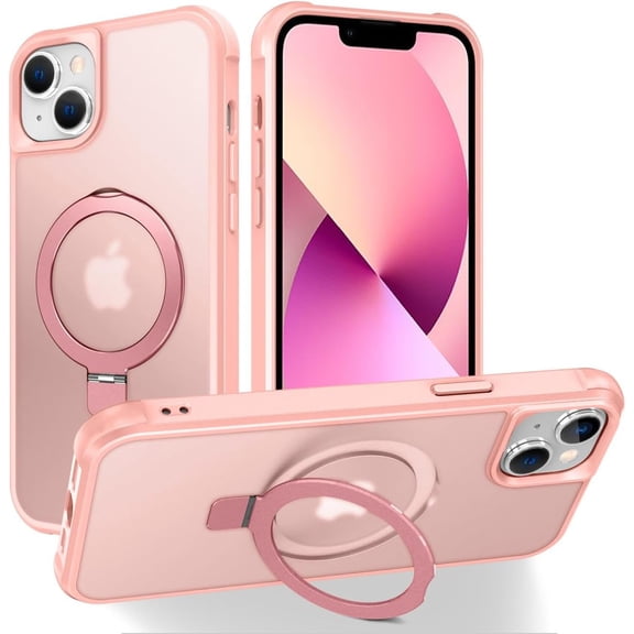 MYKOMI Magnetic Compatible with iPhone 13 Pro Max Case with Stand [Military Grade Drop Tested][Compatible with Magnet] Ring Translucent Slim Hard Back Soft Edge