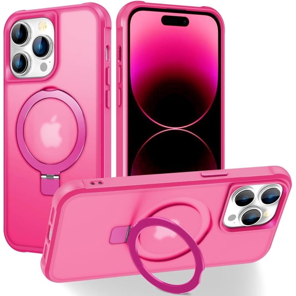MYKOMI Magnetic Compatible with iPhone 14 Pro Max Case with Stand [Military Grade Drop Tested][Compatible with Magnet] Ring Translucent Slim Hard Back Soft Edge