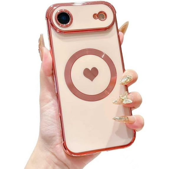MYKOMI Magnetic for iPhone 17 Air Case - Compatible with Magsafe, Elegant Love-Themed Luxury Plating Edge, Slim Fit & Lightweight, Scratch-Resistant Bumper Design for iPhone 17 Air 6.5-Inch
