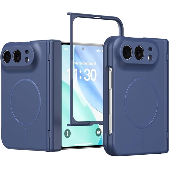 MYKOMI Magnetic for iPhone Duo Case with Hinge Protection,[Compatible with MagSafe] Built-in Screen Protector Slim Scratch Resistant Hard Feel Back Shockproof Case