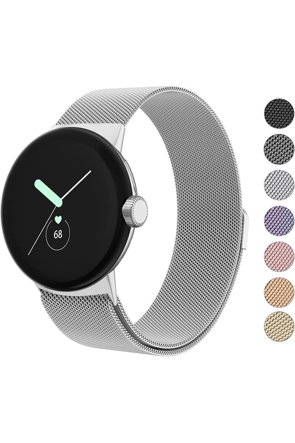 Metal Band Compatible with Google Pixel Watch Bands for Women Men, Stainless Steel Mesh Loop Adjustable Wristband Replacement Strap for Google Pixel Watch 1/2 / 3 41mm Band