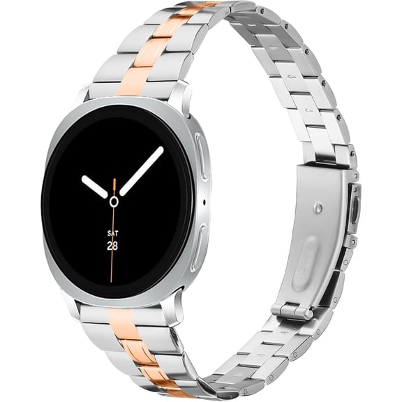 MYKOMI Metal Strap Compatible with Samsung Galaxy Watch 8 40mm 44mm/8 Classic 46mm 2025, Slim Stainless Steel Business Replacement Band Strap for Galaxy Watch 8 Classic Men Women