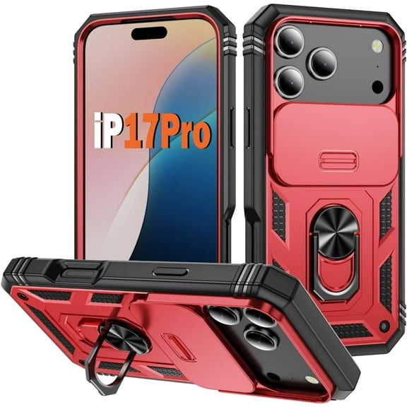 MYKOMI Military Case for iPhone 17 Pro,Metal Kickstand & Slide Camera Cover,Multi-Layer Heavy Duty Full Body Shockproof Protection Hard Shell for iPhone 17Pro